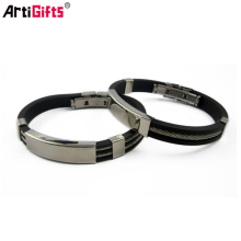 most popular stainless steel and silicone bracelets for promotion gift